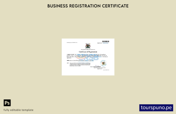 listo para imprimir Certificado de registro de nombres comerciales de Uganda Pla
